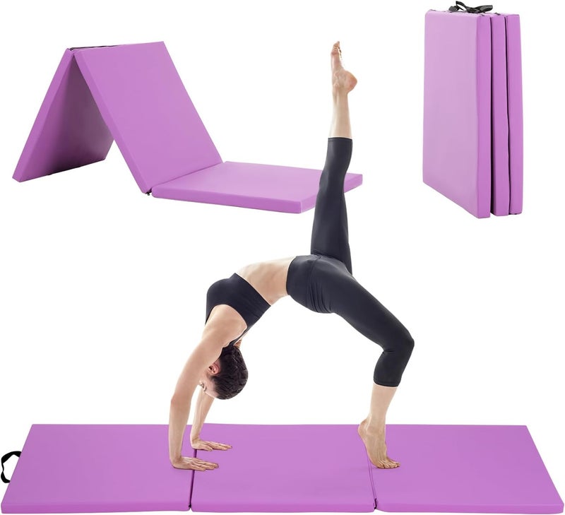 BLKMTY Gymnastics Mats - 2'x6' Folding Exercise & Yoga Mat with Carrying Handles for Kids' Tumbling & Home Gym - Image 1